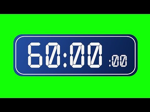 Stopwatch 1 hour (GREEN SCREEN) Blue digital style | One hour timepiece FREE VIDEO