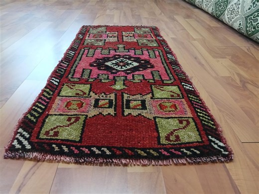 Geometric Aztec Decor Rug, Green Red Color Bohemian Carpet Rug, Small Foor Mat Rug, Turkish House Decor Rug, Gift for Her Rug, Rare Rug 2x4 - Etsy