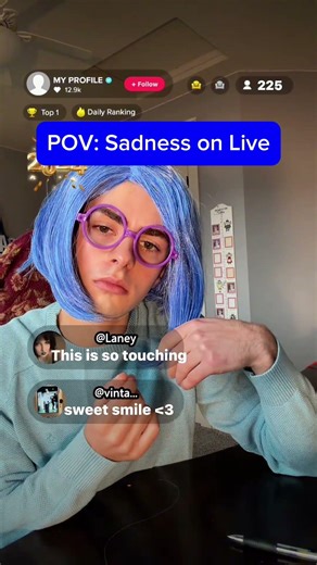 POV: Sadness from Inside Out on Live 😁🦋❄️ #sadness #insideout #funny #skit #comedy