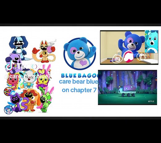 care bear blue smiling critters critters fluvsies PlayKids blue bagoo