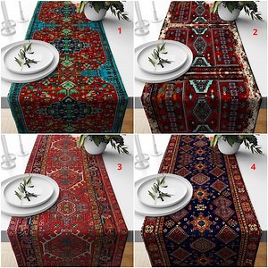 Rug Style Table Runner, Ethnic Table Topper, Turkish Kilim Printing Aztec Collection Table Sheet, Southwestern Table Cover, Boho Table Decor - Etsy