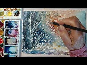 A whimsical autumn landscape in watercolor