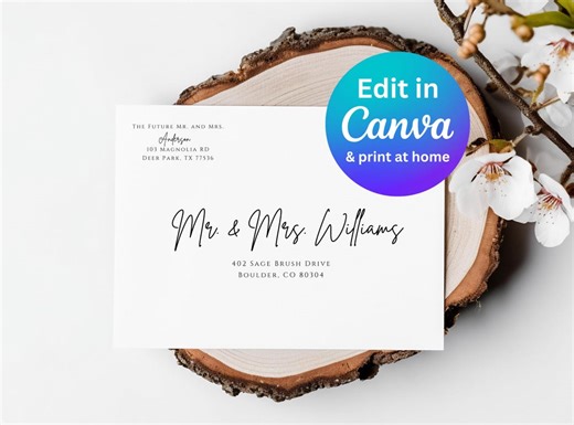 Elegant Envelope Label Template, DIY Address Label, Wedding Template, Wedding Address Label, Return Address, Envelope Address Label Template - Etsy