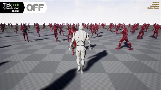 Tick Optimization Toolkit plugin optimizes ticks in actors, components, and timelines by reducing their frequency or disabling them with distance and visibility. Your FPS will jump into hyperspace!