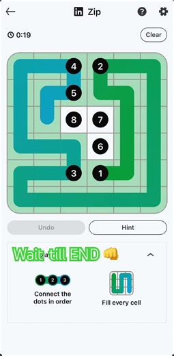 LINKEDIN ZIP#253🟢#today #sloution #brainteaser #speed #green #delaycom #instagram #enriqueiglesias