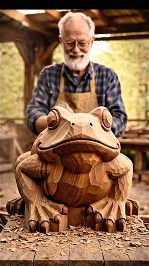 Wait for It… Wood to Frog Transformation #satisfying #woodscraft #fyp