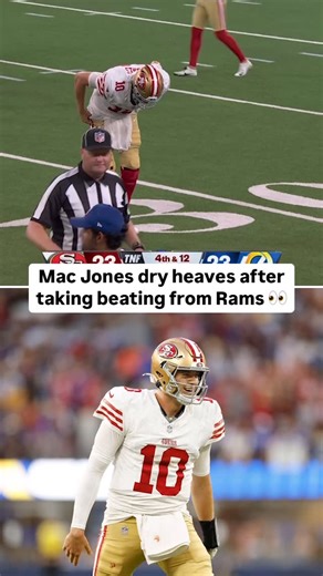 Who Likes Sports? | Mac Jones almost threw up on the field and barely made it to the finish line after taking a beating from Rams 👀 #macjones #49ers #rams... | Instagram