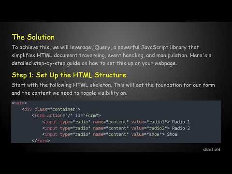 How to Show and Hide DIVs Based on Radio Button Selection Using jQuery