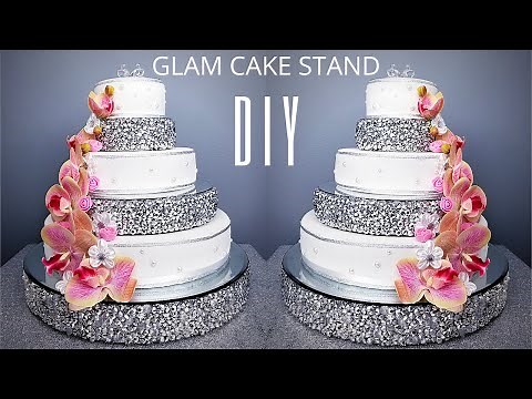 DIY GLAM WEDDING CAKE STAND WITH MIRRORS