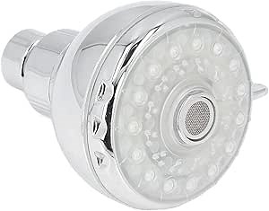 LED Shower Head, 7 Color Automatically Changing LED Fixed Showerhead with G1/2 External Thread, Shower with Light, Adjustable Rain Showerhead for Kid Adult