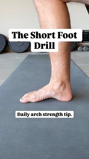 Dr. Jonathan Schutza PT, DPT on Instagram: "This is the short foot drill. It targets the muscles that exist only in your foot. When you have a strong arch and have better control of what the arch does, you then reduce your risk of foot related injuries. Being strong with control is like a superpower. This one requires a lot of coordination, but it’s well worth it to learn."