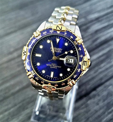 Rare Vintage Gruen Mens Diver Watch Sapphire Burst Dial - Etsy