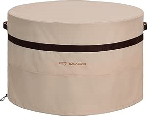 Round Fire Pit Cover 36 inch Heavy Duty Waterproof Patio Gas Fire Pit Table Covers with Air Vent Dustproof Beige 24 inch High