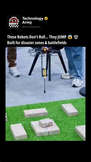 TechnologyARMY on Instagram: "These new jumping robots don’t move like machines—they move like insects. 🦗🤖 Powered by springs and elastic systems, they store energy and release it in powerful bursts, allowing them to leap over rubble, gaps, and collapsed structures where wheeled robots fail. With onboard sensors, they adjust their body mid-air to land correctly and jump again. The US Army is developing them for scouting missions, while rescue teams could use them to reach survivors in dangerou