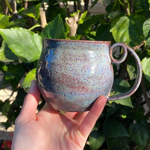 Handmade Rustic Ceramic Mug | Frosty Purple & Blue Glaze, 14 Oz - Etsy Canada