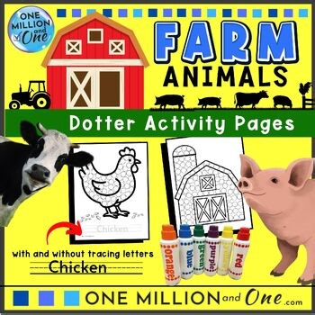 Dotter Activity Pages-Farm Animal Theme-Dot Art-Bingo Dotters-Dot Markers