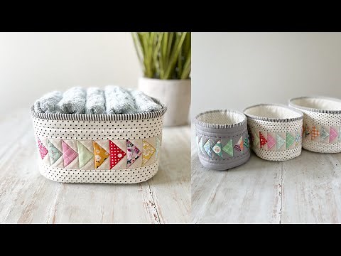 Flying Geese Basket Trio | DIY Storage Organizer | Fabric Bin | Easy Quilt Block