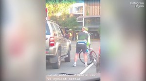 Cyclist caught punching on with driver in brutal road rage attack