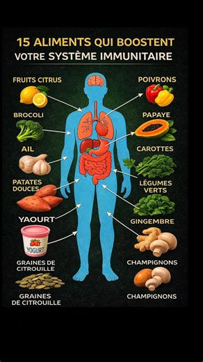 Les 15 meilleurs aliments pour le système immunitaire #bienetre #nutrition #conseilssante