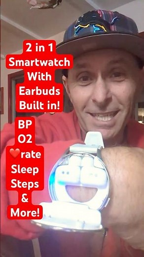 Smartwatch with EARBUDS inside the watch!!! BP heart rate, O2, sleep steps & more! I love it!