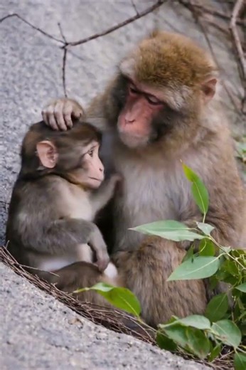 パンチくん、先輩サルに優しく撫でられて毛づくろい中…幸せそうで尊い🥹💕 癒されすぎる〜🐒✨ #がんばれパンチ #パンチ #市川市動植物園