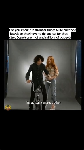 @cinematicsuggestion_ on Instagram: "🚲✨ “Did you know this iconic bike ride from Stranger Things? The kid on the handlebars actually never learned to ride 🚫 Yes — that’s right. The actor behind Mike Wheeler couldn’t ride a bike, so the crew hired a stunt double + used green-screen & motion-tracking CGI to make it look like him riding. 🧑‍🎥🎬 All that work behind the scenes — just for a few seconds on screen 👀 #StrangerThings #BehindTheScenes #MovieMagic #STFans #EasterEgg”"