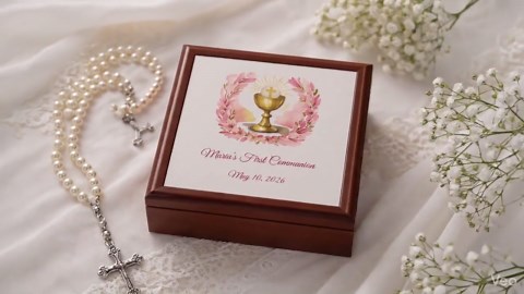 First Communion Jewelry Box, Personalized Rubberwood Keepsake - Etsy