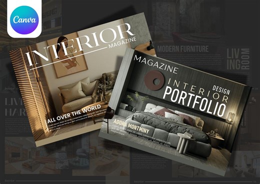 Interior Magazine Template | Editable Canva Magazine Template | Modern Magazine Layout | Home Decor Portfolio | Magazine Template - Etsy