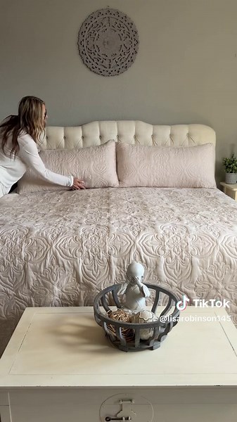 This quilt set adds so much charm to my space… The birch beige color, detailed stitching, and lightweight feel are everything. @@whale flotilla##quilt##bedroommakeover##coverlet##tiktokshopcreatorpicks