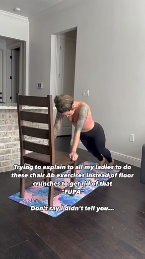 FUPA exercises using a chair! Easy on the back. 3 x 20 reps. Download my app now-link in my bio! | Sia Cooper