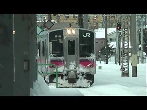 奥羽本線 普通 大館行き 雪の秋田到着 701系