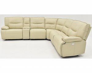 Spartacus Power Headrest Power Reclining Sectional Oyster (Leather like fabric) In stock - Fast shipping | Sofas and Sectionals