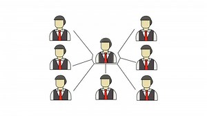 Download The animation forms a connection icon between workers for free