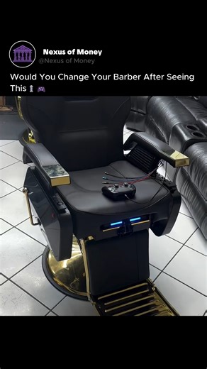 nexus of money on Instagram: "You are looking at a "Smart Barber Chair," a piece of furniture engineered to solve the service industry's biggest problem: value perception. The business logic here is ruthless. By integrating a gaming console, HD screen, and surround sound directly into the chassis, the shop owner creates a "Value-Added Experience." This justifies a permanent $5 surcharge on every haircut. The math is staggering. If a shop does 300 cuts a week, that tiny $5 upsell generates an ext