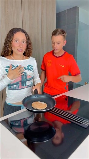 Flipping pancakes for the first time…😳🤦🏻‍♀️