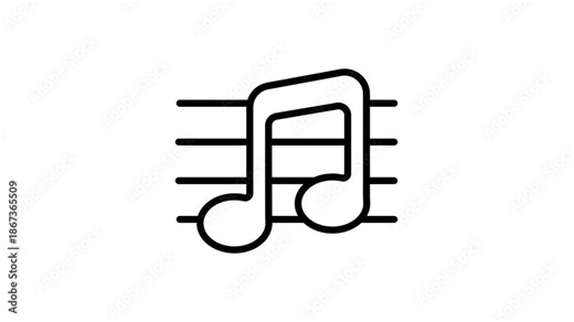 A simple music note animated icon representing melody, rhythm, and musical notation