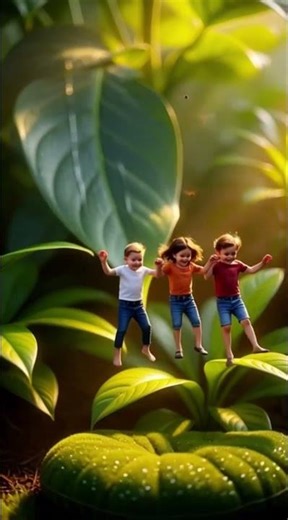 Tiny People Sliding on Giant Leaves 🌿✨ | A Magical Mini World#viralshorts #miniaturepeople