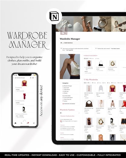 Notion Wardrobe Manager Template: Digital Closet Organizer & Outfit Planner (digital Download) - Etsy