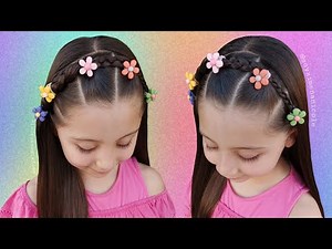 Peinado para niñas con ligas decorativas 😍✨ Fácil, Rápido y Bonito
