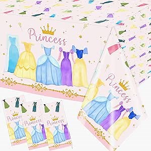 Princess Birthday Party Decorations,3pcs Plastic Princess Table Cloth Waterproof Princess Party Decorations Princess Table Cover for Girl Birthday Princess Decorations