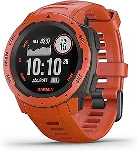 Amazon.com: Garmin Instinct, Rugged Outdoor Watch with Gps, features Glonass and Galileo, Heart Rate Monitoring and 3-Axis Compass, Red : Clothing, Shoes & Jewelry