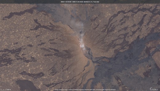 Satellite photos capture volcanic eruption from space