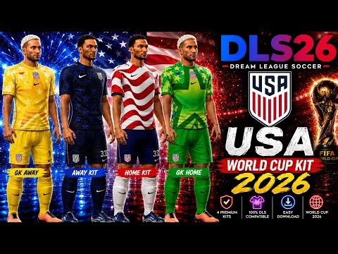 DLS 26 USA WORLD CUP 2026 KITS 🇺🇸 | HOST NATION WC 2026 KIT URL & LOGO