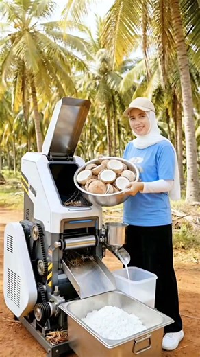Smart Coconut Processing Machine – Turning Fresh Coconuts into Premium Coconut Milk & Grated Coconut. #CoconutProcessing #usa #AgroTechnology #followers #AgriculturalTechnology | Mamak Aisha