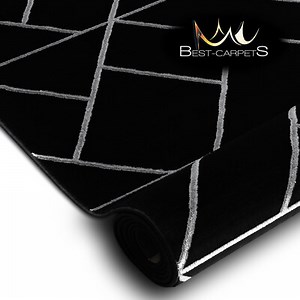 Exclusive modern runner "EMERALD" glamour geometric beauty BLACK/SILVER 70-120cm | eBay UK