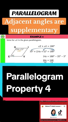 Properties of Parallelogram: Supplementary Adjacent Angles