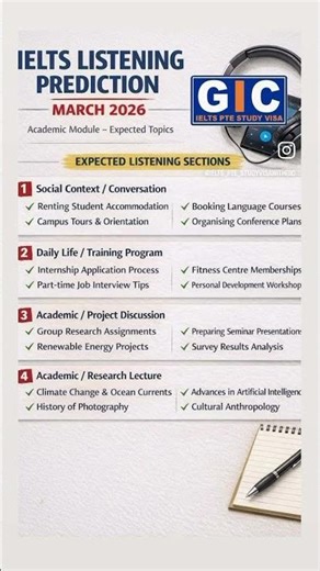 IELTS Listening Prediction March 2026 | Expected Topics + Smart Answers #ieltswithgic #ielts