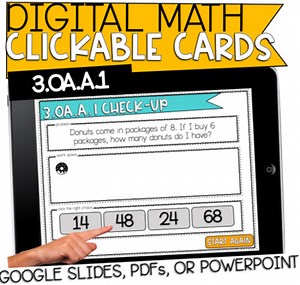 DISTANCE LEARNING: Digital Task Cards 3rd Grade Multiplication Math 3.OA.A.1