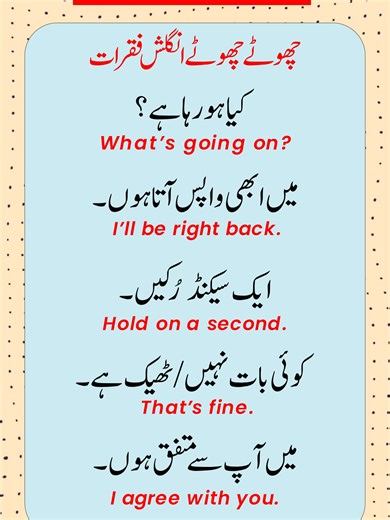 Common English Sentences with Urdu Translations