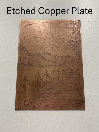 Copper Plate Etching Intaglio Printmaking #shorts #printmaking #art